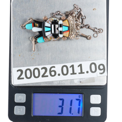 19" Andrew Dewa Zuni sterling silver horned antelope Kachina necklace