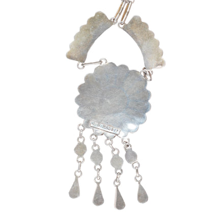 16" JD Massie Zuni sterling silver sunface inlay necklace turquoise/shell