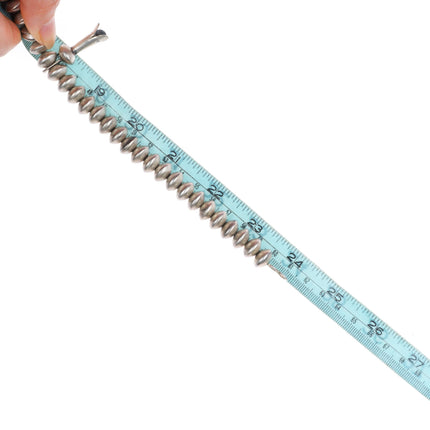 24" c1940's vintage Navajo sterling silver squash blossom necklace w/ turquoise