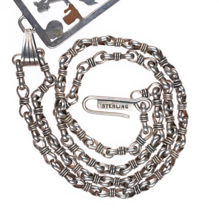 30.5" Clarence Lee Navajo sterling silver necklace/pendant with sunface/Woman