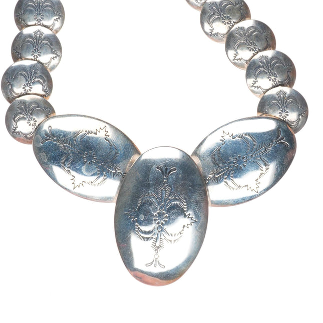 19" vintage Southwestern sterling silver pillow bead necklace