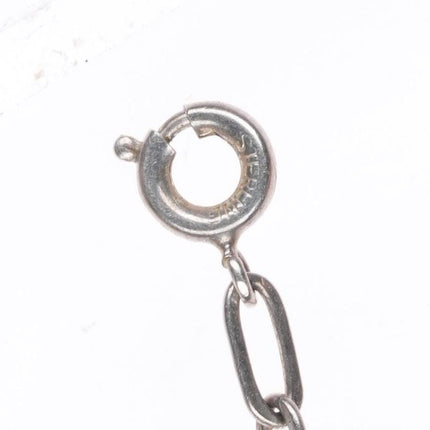 1940's-50's Zuni sterling silver knifewing inlay pendant on paperclip necklace