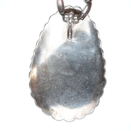 27" vintage Navajo sterling silver shield pendant shadowbox turquoise/necklace