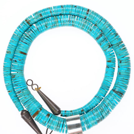 Esther Wood Navajo sterling silver pendant/Vintage Santo Domingo Heishi necklace