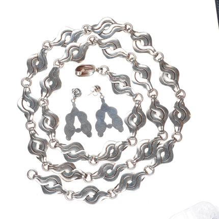 43" 1980's William Spratling modernist sterling silver link concho belt/necklace