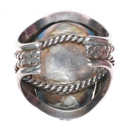 6.5" 50's-60's Huge vintage Navajo heavy sterling silver turquoise cuff bracelet