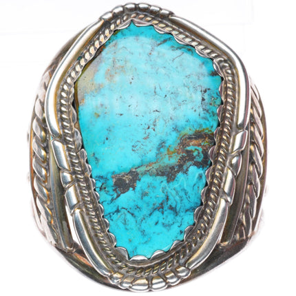 6.5" 50's-60's Huge vintage Navajo heavy sterling silver turquoise cuff bracelet