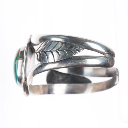 6.3" vintage Navajo sterling silver cuff bracelet with Royston turquoise