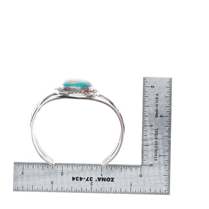 6.3" vintage Navajo sterling silver cuff bracelet with Royston turquoise