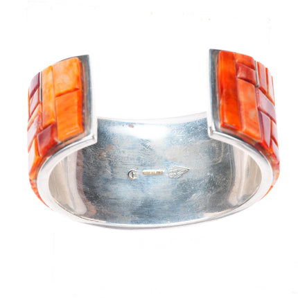 6.6" Peterson Chee Supersmith sterling silver spiny oyster inlay cuff bracelet