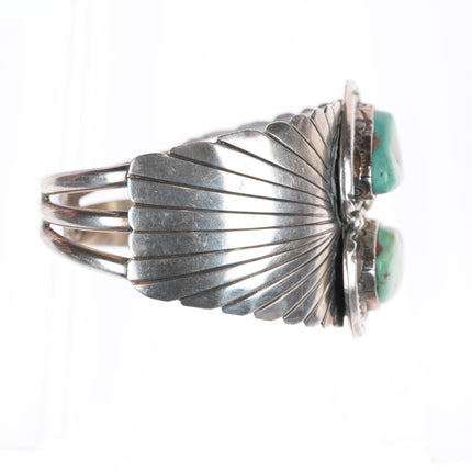 6.25" Brenda Pete Navajo sterling silver green turquoise cuff bracelet