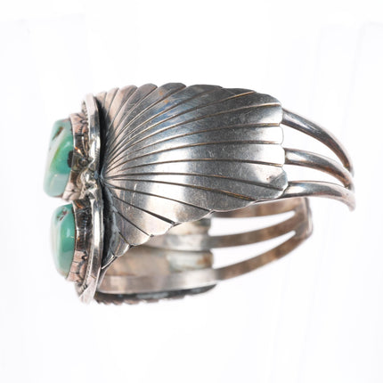6.25" Brenda Pete Navajo sterling silver green turquoise cuff bracelet