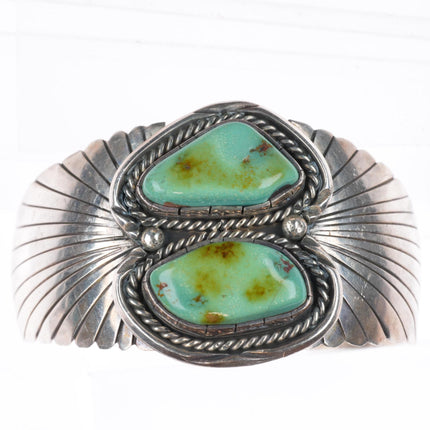 6.25" Brenda Pete Navajo sterling silver green turquoise cuff bracelet