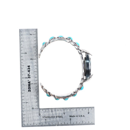 6" Orville Tsinnie Navajo sterling silver watch row cuff bracelet nice turquoise