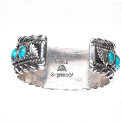 6" Orville Tsinnie Navajo sterling silver watch row cuff bracelet nice turquoise