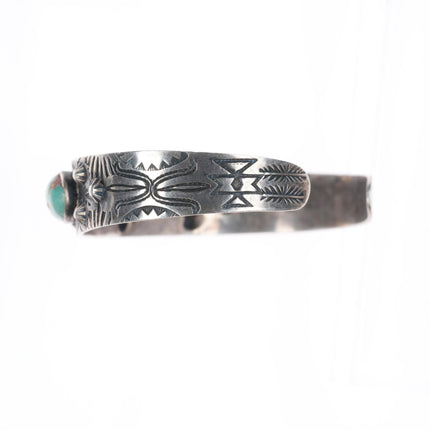 6.3" c1930's-40's Navajo Fred Harvey sterling silver turquoise cuff bracelet