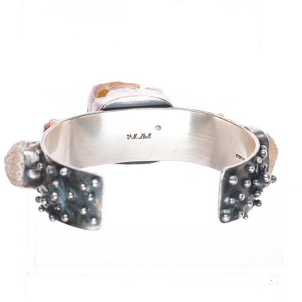 6.6" Victoria Masse Stoll southwestern sterling silver agate cuff bracelet