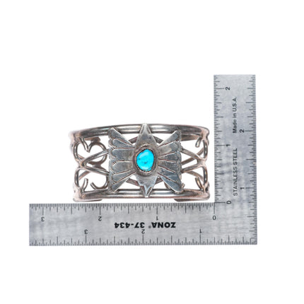 6.1" Mitchell Calabaza Santo Domingo sterling silver butterfly cuff bracelet