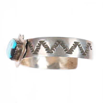 6.7" vintage Navajo sterling silver turquoise cuff bracelet CB