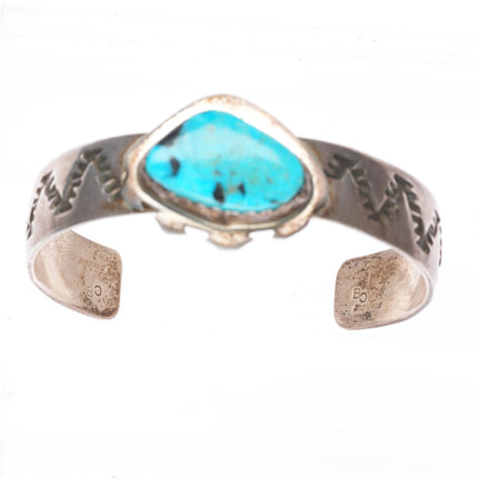 6.7" vintage Navajo sterling silver turquoise cuff bracelet CB