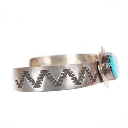 6.7" vintage Navajo sterling silver turquoise cuff bracelet CB