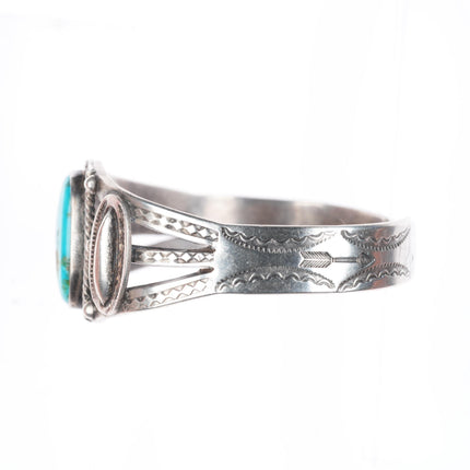6.6" c1940's vintage Navajo sterling silver Fred Harvey cuff bracelet turquoise