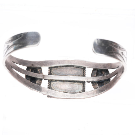 6.6" c1940's vintage Navajo sterling silver Fred Harvey cuff bracelet turquoise