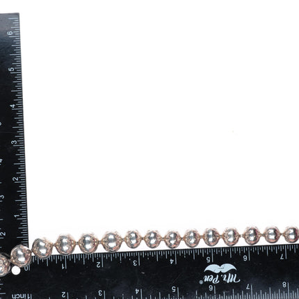 24.5" vintage Navajo pearls hand stamped handmade beads sterling silver necklace