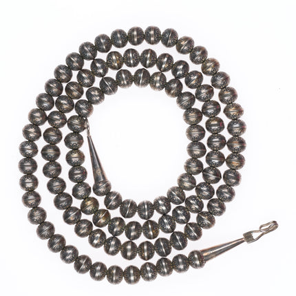 31.5" Vintage Navajo pearls sterling silver beaded necklace