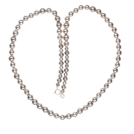 22.5" vintage sterling silver Navajo pearls beaded necklace