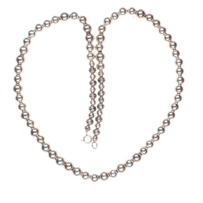 22.5" vintage sterling silver Navajo pearls beaded necklace