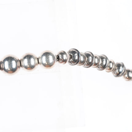 22.5" vintage sterling silver Navajo pearls beaded necklace