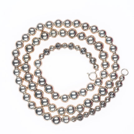 22.5" vintage sterling silver Navajo pearls beaded necklace
