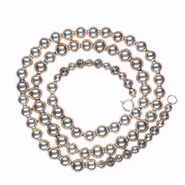 22.5" vintage sterling silver Navajo pearls beaded necklace