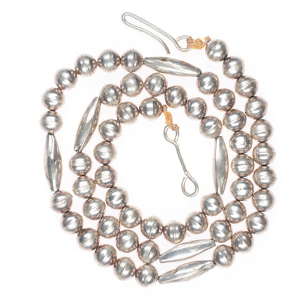 23.25" Vintage Navajo sterling silver beaded necklace