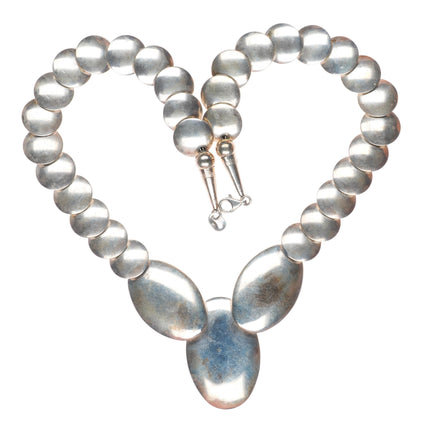19" vintage Southwestern sterling silver pillow bead necklace
