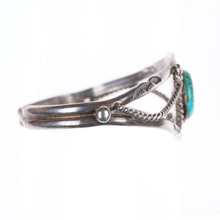 6.25" vintage Navajo sterling silver cuff bracelet with nice turquoise