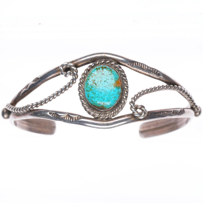 6.25" vintage Navajo sterling silver cuff bracelet with nice turquoise
