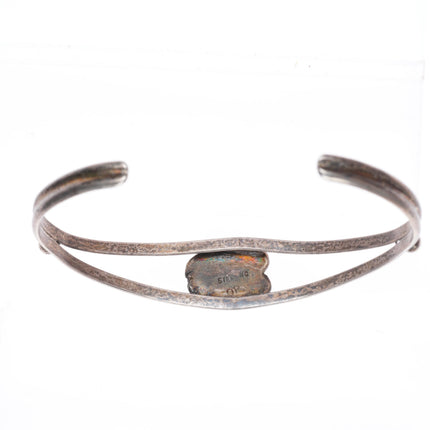 6.25" vintage Navajo sterling silver cuff bracelet with shell cabochon