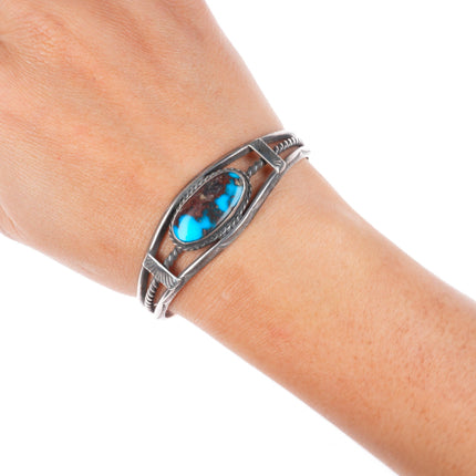 6.25" vintage Navajo Bisbee Turquoise sterling silver cuff bracelet