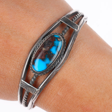 6.25" vintage Navajo Bisbee Turquoise sterling silver cuff bracelet