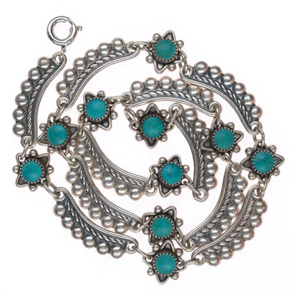 14.5" c1950's vintage Fred Harvey style sterling silver southwestern necklace