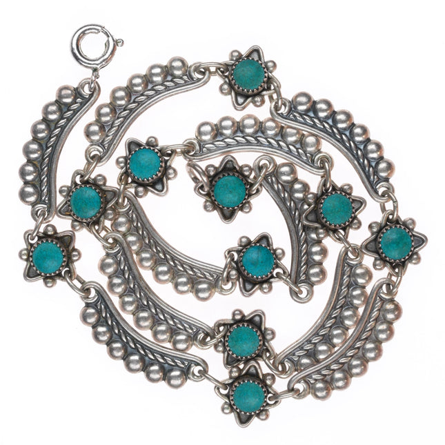 14.5" c1950's vintage Fred Harvey style sterling silver southwestern necklace