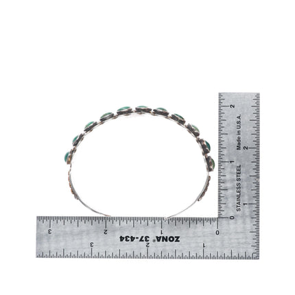 6.5" c1940 vintage Navajo Cerrillos turquoise sterling silver row cuff bracelet