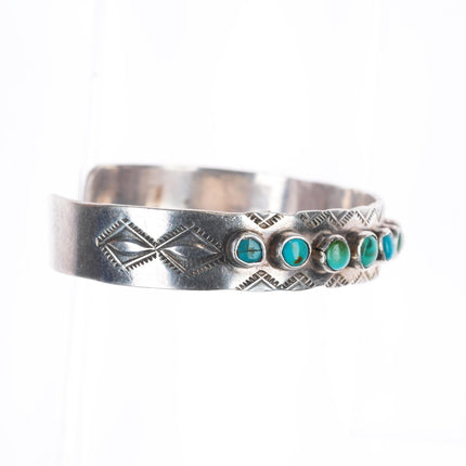 6.25" c1930's vintage Navajo snake eye turquoise sterling silver cuff bracelet