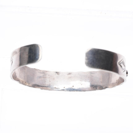 6.25" c1930's vintage Navajo snake eye turquoise sterling silver cuff bracelet
