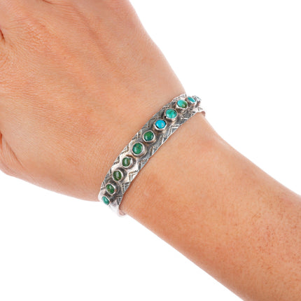 6.25" c1930's vintage Navajo snake eye turquoise sterling silver cuff bracelet