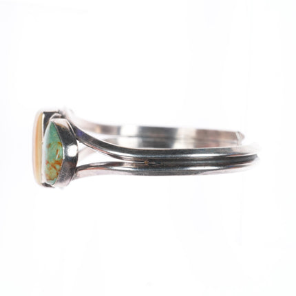 6.5" JM Navajo vintage sterling silver green turquoise/antler cuff bracelet