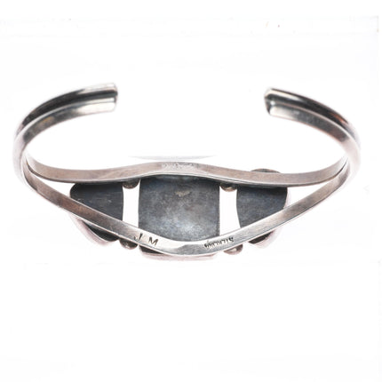 6.5" JM Navajo vintage sterling silver green turquoise/antler cuff bracelet