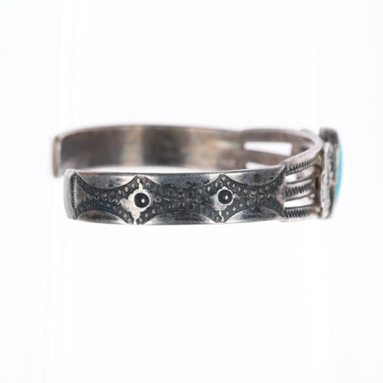 6.25" 1920's-30's Navajo Fred Harvey ingot silver thunderbird cuff bracelet